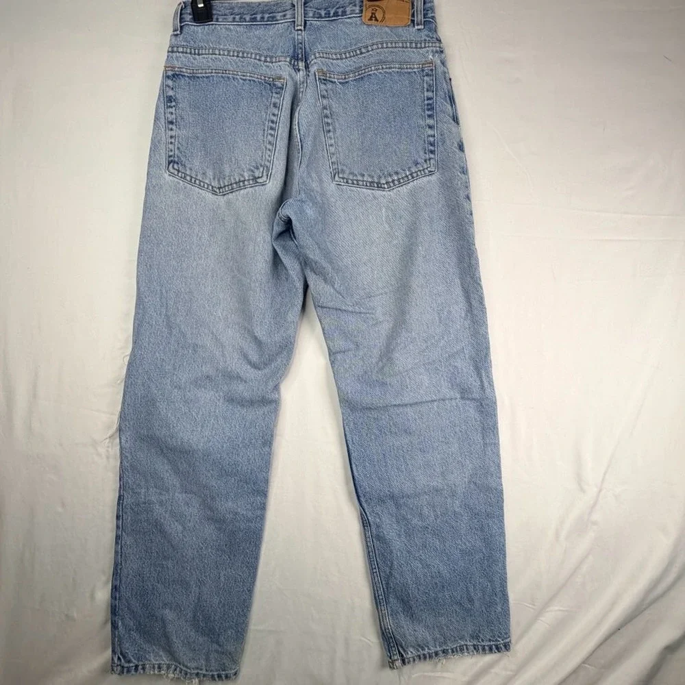A-Star Denim Co Sugar Skull Embroidered Distressed Light Wash Jeans Mens 32x31